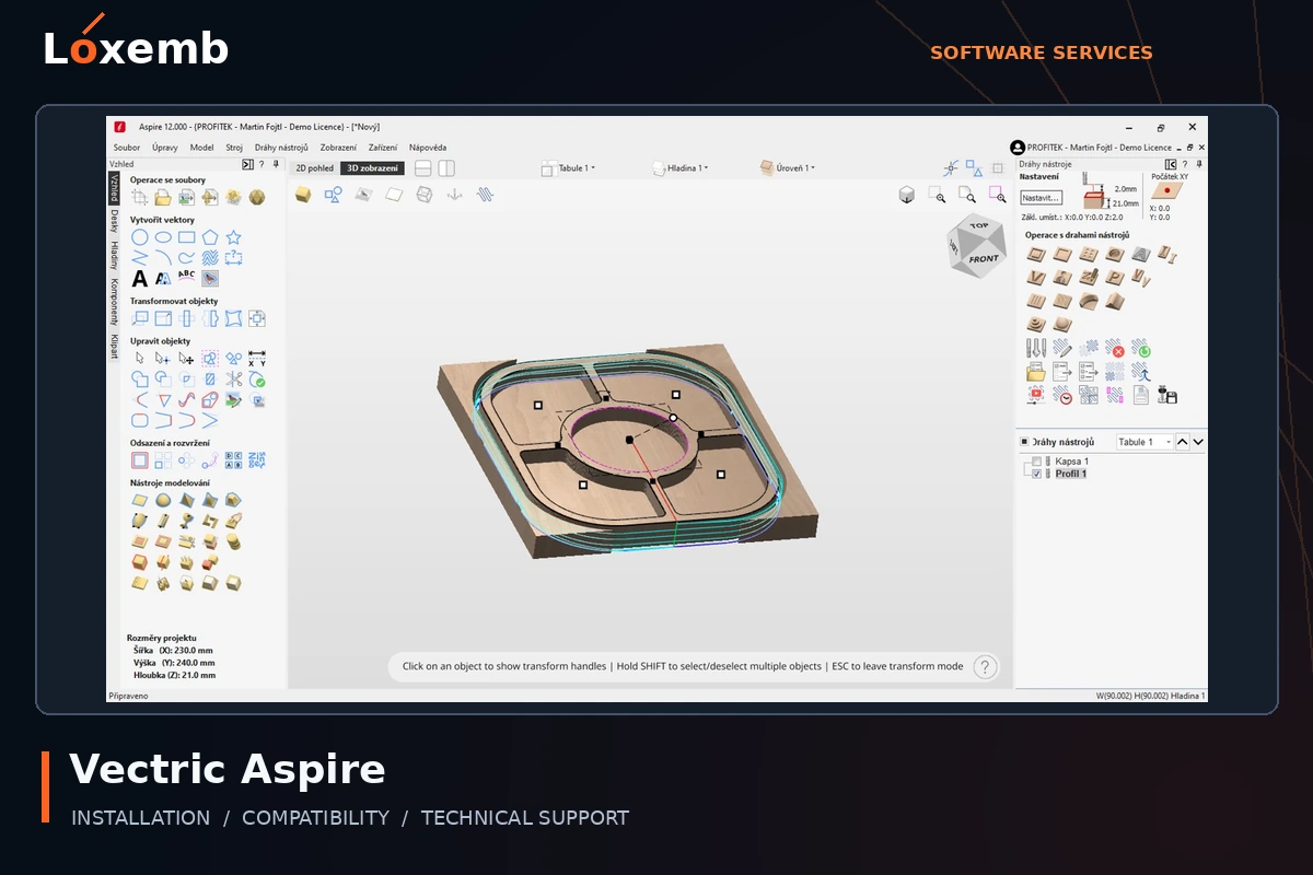 Vectric Aspire interface example