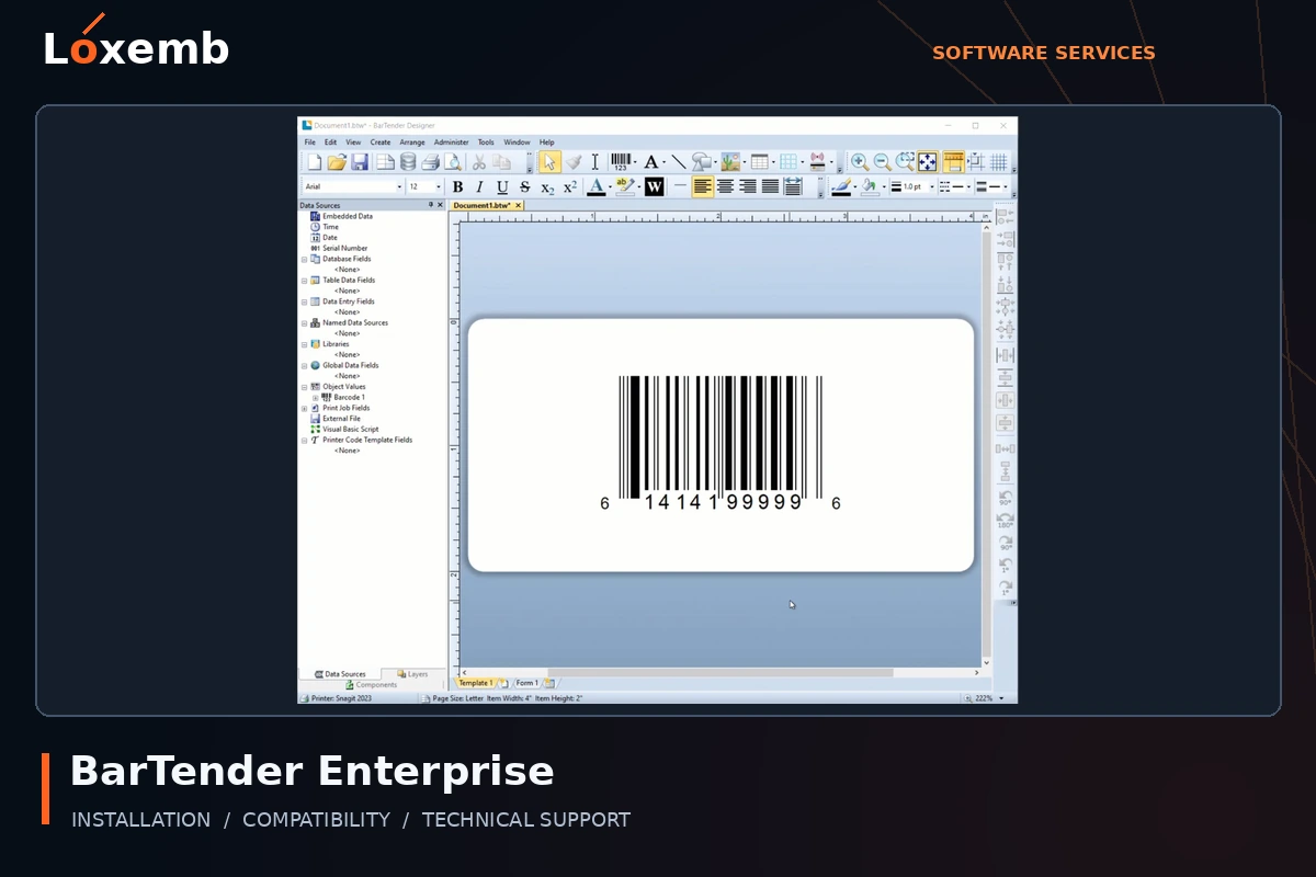 BarTender Enterprise software interface