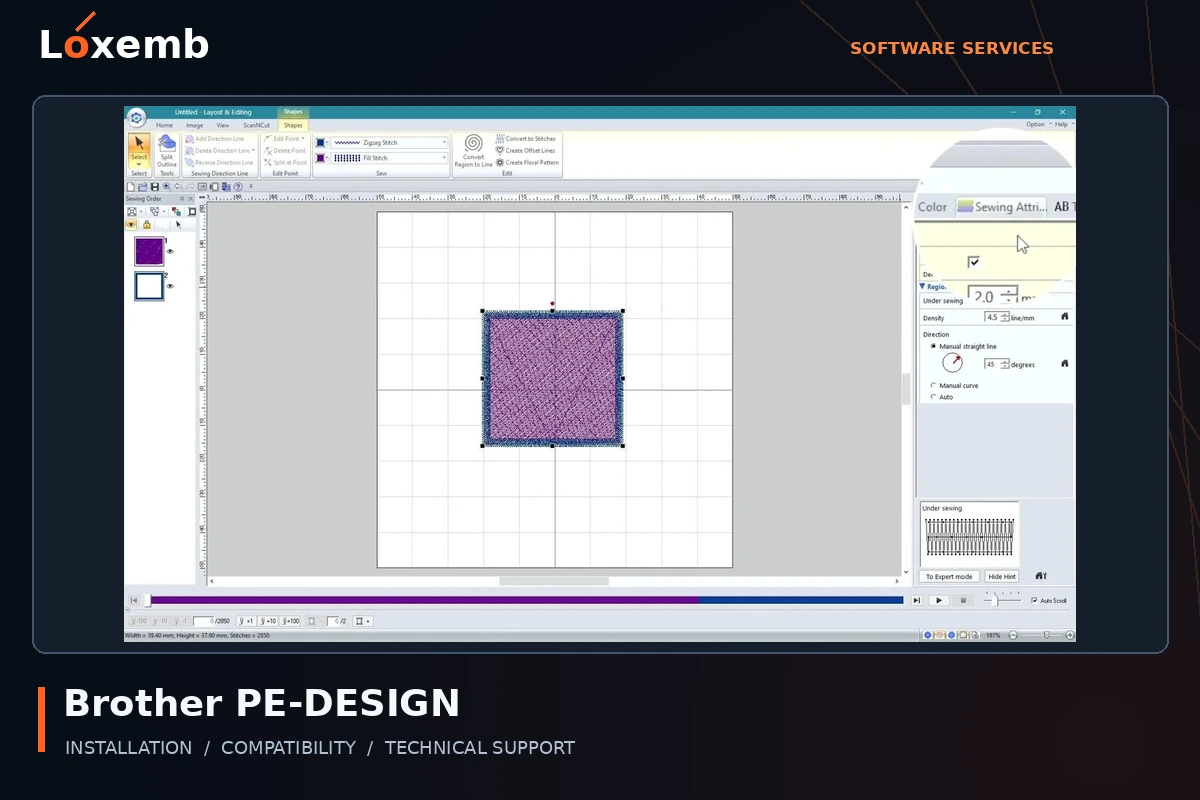Brother PE-DESIGN 11 software interface