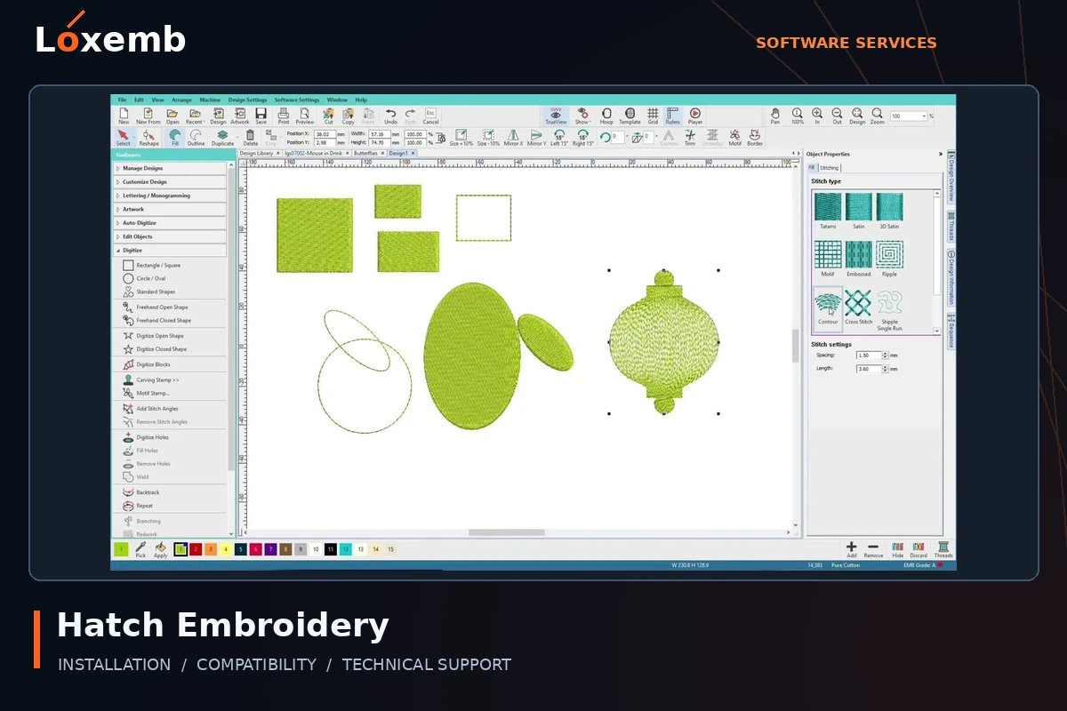 Hatch Embroidery interface example