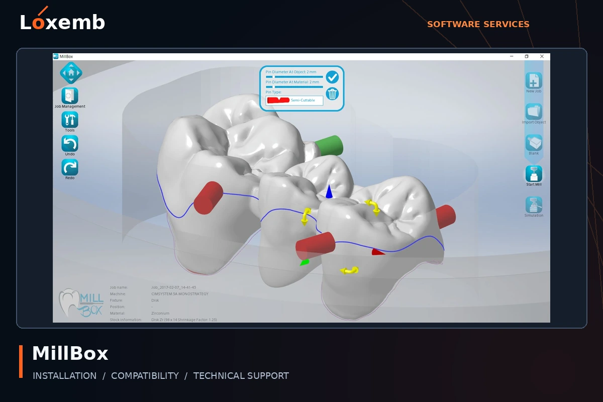 MillBox software interface