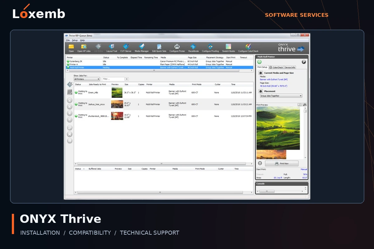 ONYX Thrive software interface