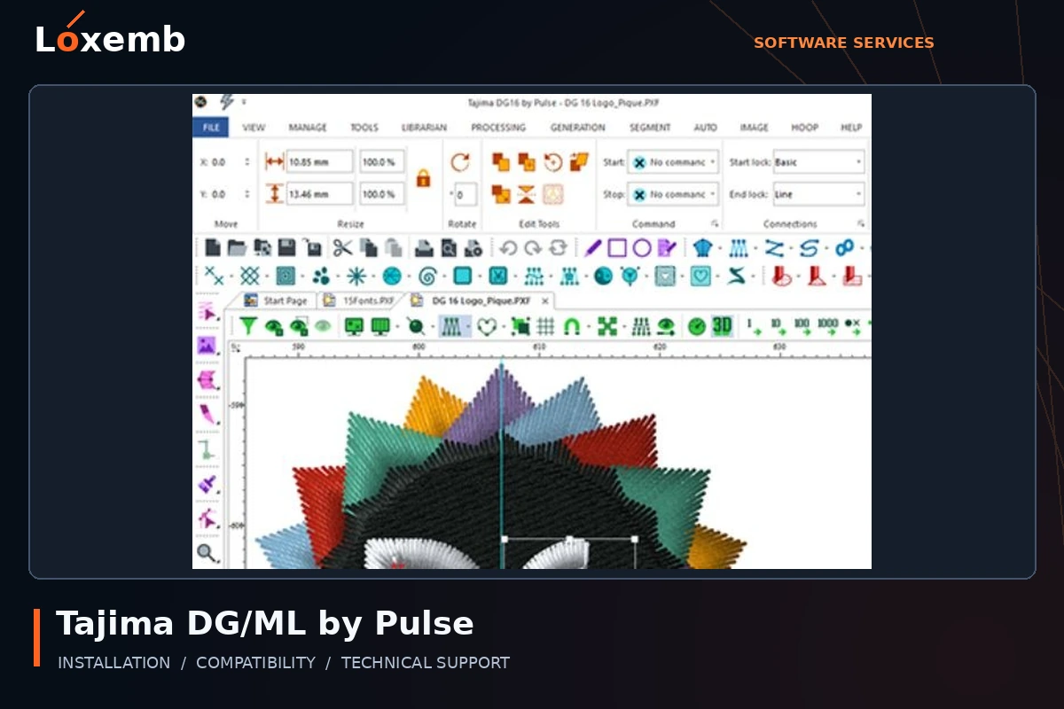 Tajima DG/ML by Pulse software interface