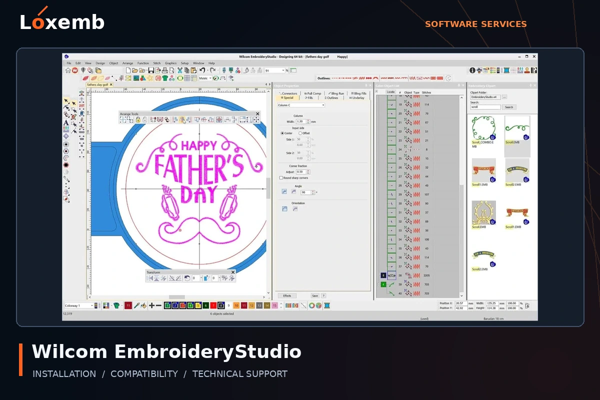 Wilcom EmbroideryStudio interface example